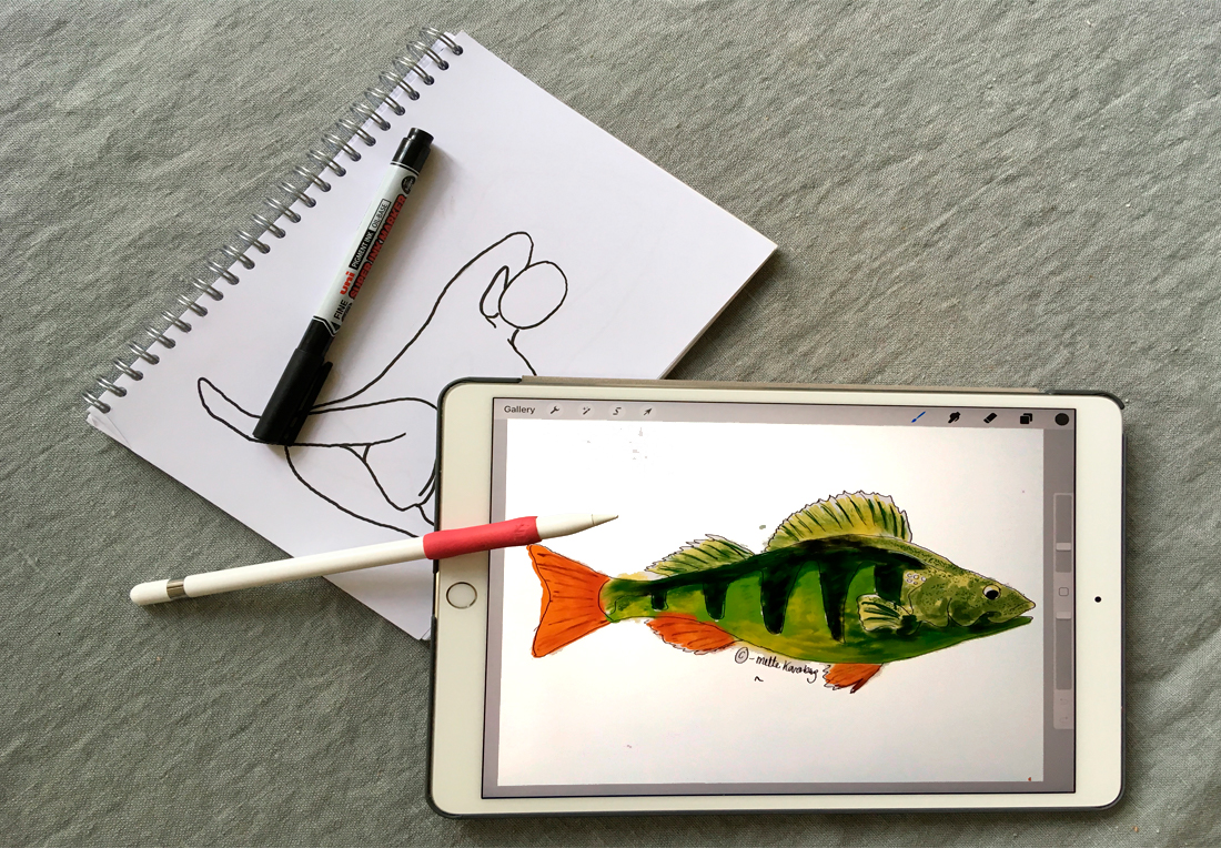 Våra tjänster Grafisk Design Bild av ett skissblock och en iPad
